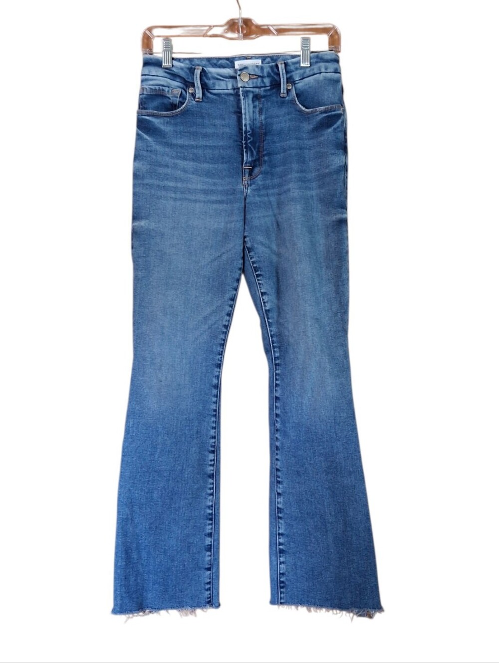 Good American Good Classic Frayed Hem Bootcut Jeans Size 27